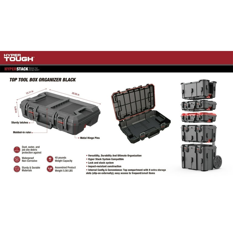 Hyper Tough Hyper Stack Top Tool Box Organizer, Black - Walmart.com