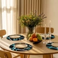 thumbnail image 5 of Turquoise Geometric Round Placemats Set of 8 for Dinning Tables,Heat-proof Braided Table Mats 13 Inch,Modern Abstract Aesthetic Striped Art Washable Place Mat for Kitchen Restaurant Party Table Decor, 5 of 9