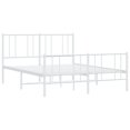 Bed frame with head and footboard metal white 160x200 cm