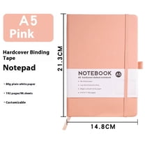 Pink Thick Bullet Dotted Journal, A5 Journal for Writing with 80GSM Dot Grid Paper, Hardcover Leather Notebooks for Women Men School Note Taking Office Work Diary