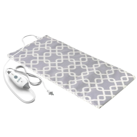 Pure Enrichment PureRelief Express Série Designer Coussin Chauffant Électrique - 12 x 24 Chauffage Rapide avec 4 Réglages de Chaleur, Tissu Lavable en Machine, & Arrêt Automatique de Sécurité de 2 Heures - Treillis Gris
