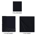 thumbnail image 3 of GLAMBURG Twin Sheet Set - Double Brushed Microfiber Twin Bedding Set, 3 Piece Deep Pocket Twin Sheet - Ultra Soft, Easy-Fit, Wrinkle Free, Quick Dry, Easy Care Twin Sheets - Black, 3 of 5