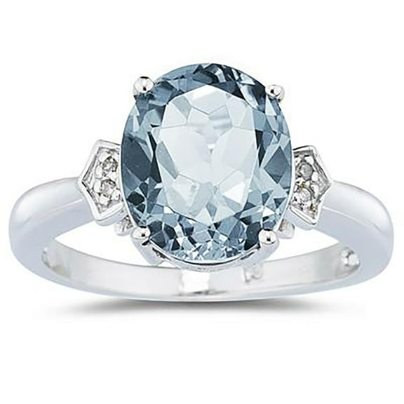Aquamarine and Diamond Ring in 10K White Gold