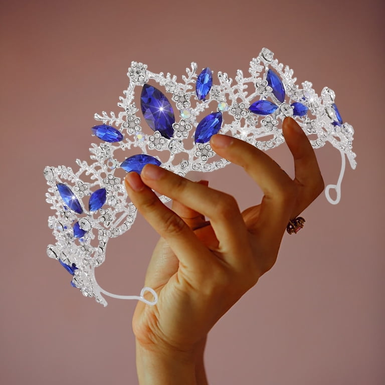 Elegant Rhinestone Princess Crown with Comb, Birthday Tiara Happy Birthday Tiara Crown With Combs, Gold or Silver  main image 2