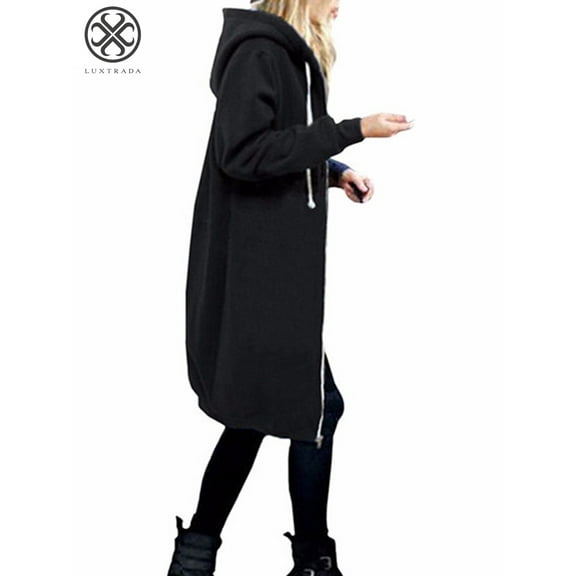 Luxtrada Women Winter Plus Size Long Hoodie Coat Warm Hooded Jacket Zip Parka Overcoats