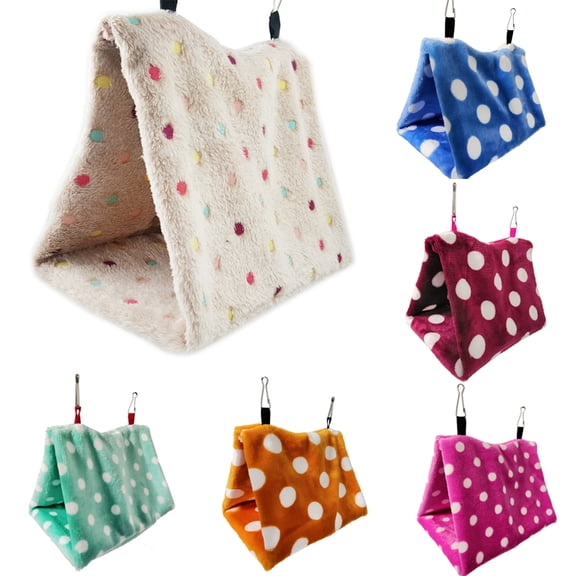 SPRING PARK Parrot Hammock Pet Supplies Cage Soft Dot Plush Winter Warm Bed Toy Bird Nest Hanging