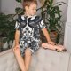 thumbnail image 4 of Balery Artistic Black White Peacocks Conjunto de Pijama Infantil de Manga Corta con Estampado – Ropa de Dormir de Algodón Suave-XX-Large, 4 of 6