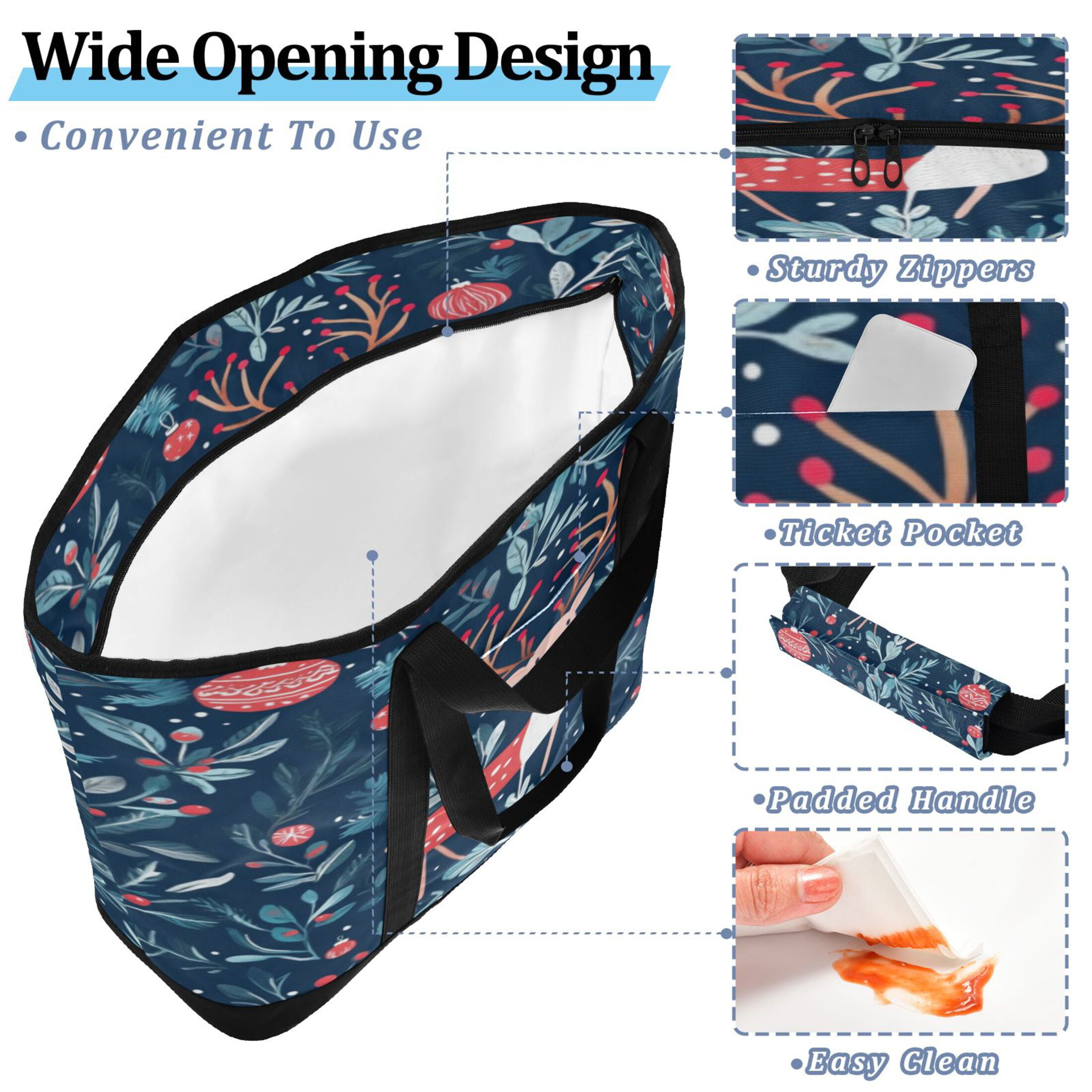 Large Hand-held Ice Pack Picnic Bag Insulation and Refrigeration Suitable for Shopping Picnics and Camping Christmas Deer Picture