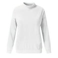 thumbnail image 6 of VISALY Pullover Sweatshirt for Womens Oversized Sweatshirt Fleece Turtleneck Sweatshirt with Pocket Long Sleeve Shirts Plus Size Pullover Cute Tunic Tops Hoodless Sweatshirt White S, 6 of 6