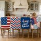 thumbnail image 1 of YiJuHui Independence Day Chair Covers Set of 4, Patriotic Chair Back Covers for Dining Room, Kitchen, Party Decor, Memorial Day 4th of July Decorations, Chair Slipcovers for Home Holiday Party, 1 of 6