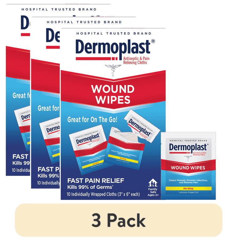 Dermoplast Medicated Wound Wipes 3-Pack, 30 Cloths Total photo 1