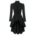 Long Coats For Women HighLow Hem Coat Steampunk Long Puff Sleeve Stand Collar VNeck Elegant