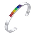 thumbnail image 1 of Pulsera de titanio y acero inoxidable con el orgullo arcoíris, gay, LGBT, transgénero y bisexual. Plata, 1 of 9
