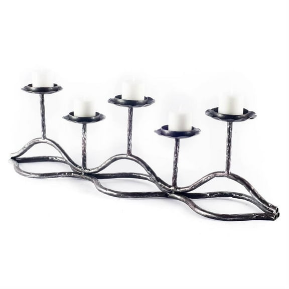 Mercana Orville Black Metal Pipe Five Tealight Table Candle Holder