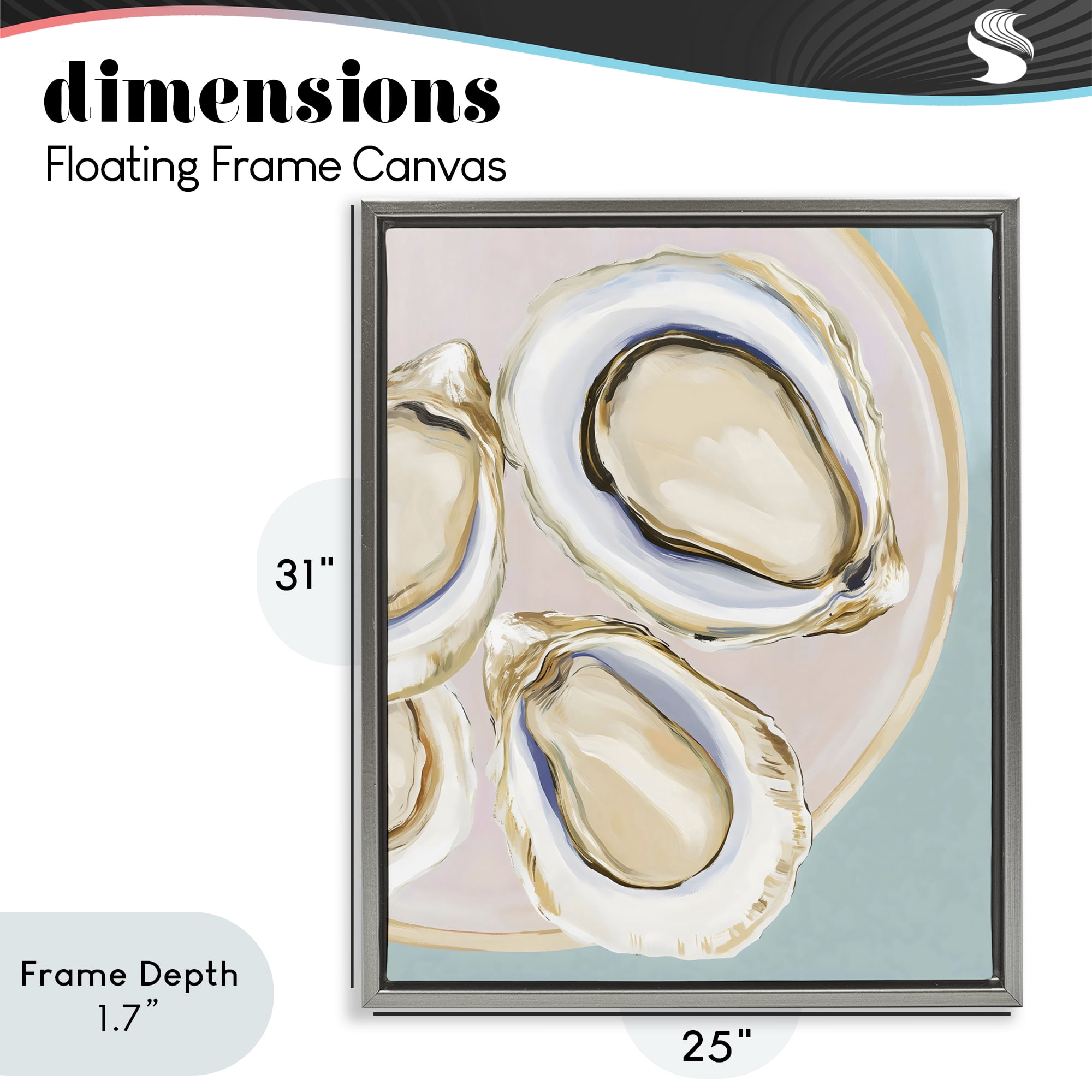 Stupell Industries Plate of Oysters Gray Framed Floater Canvas Wall Art, design by The Prints Vibe