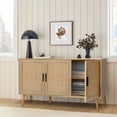thumbnail image 5 of LuxenHome Rattan Buffet Cabinet with Storage, 47" Light Oak Finish Wood Accent Sideboard Cabinet with 3-Door, Boho Coffee Bar Console Table Cabinets for Kitchen, Hallway, Entry, Living Room, 5 of 14