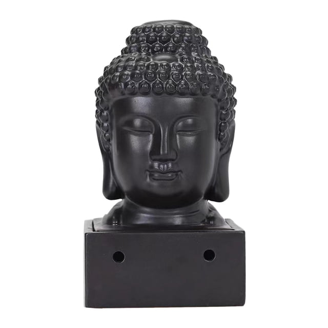 Quemador de con cabeza de Buda, incensario portátil con tapa, adorno de horno, humo para decoración para hogar, oficina, meditación, mayimx quemador de incienso