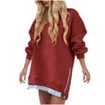 thumbnail image 2 of YHAJDS Women's Fall Winter Casual dress,Women's Dresses Long Sleeve Dress Solid Color Round Neck Spliced Side Zipper Pullover Sweatshirt Mid-Calf Fall Dresses for Women, 2 of 5