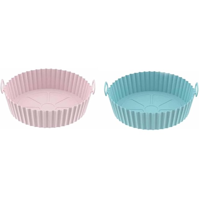 9.4 Inch Air Fryer Silicone Pot, 2 Pcs Reusable Air Fryer Basket, Dishwasher Safe Air Fryer Basket Accessories for Baking Roasting Oven Microwave,Section a