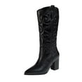 thumbnail image 5 of Juosiy Knee High Cowboy Boots for Women High Heels Pull-on Embroidered Wide Calf Cowgirl Boots, 5 of 8