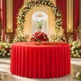 thumbnail image 4 of 2 Pack Red Round Tablecloth 60 inch Stretch Spandex Fitted Table Cloth 5FT Round Banquet Tablecloths Wrinkle Free Table Cover Stitch Circle Tablecloth with Ruffle Skirt for Party Wedding Birthday, 4 of 18