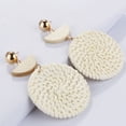 thumbnail image 6 of Ruanlalo Bohemia Hand-woven Braid Round Pendant Drop Earrings Wooden Straw Rattan Jewelry Beige, 6 of 6