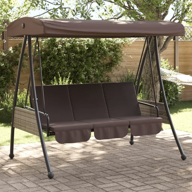 vidaXL Banc de Balançoire de Jardin avec Auvent Réglable Brun Café & Acier