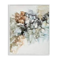 Stupell Industries Fluid Abstract Glam Detail Abstract Painting White Framed Art Print Wall Art, 24 x 30