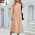 thumbnail image 2 of YDFCWXW Women's Casual Button Down Maxi Shirt Dress Long Sleeve Button Up Tunic Long Dress Fall Fashion (Khaki, XXL), 2 of 6