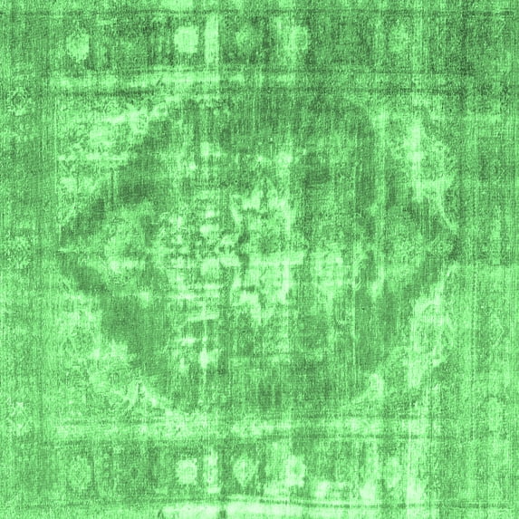 Ahgly Company Indoor Square Persian Emerald Green Traditional Area Rugs, 8' Square