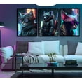 thumbnail image 3 of Hieng 3 Pcs Cool Gaming Wall Art Cyberpunk Animals Wall Decor Colorful Neon Canvas Paintings Video Game Prints Cat Panda Poster Picture For Kids Boy Playroom Unframed, 3 of 6