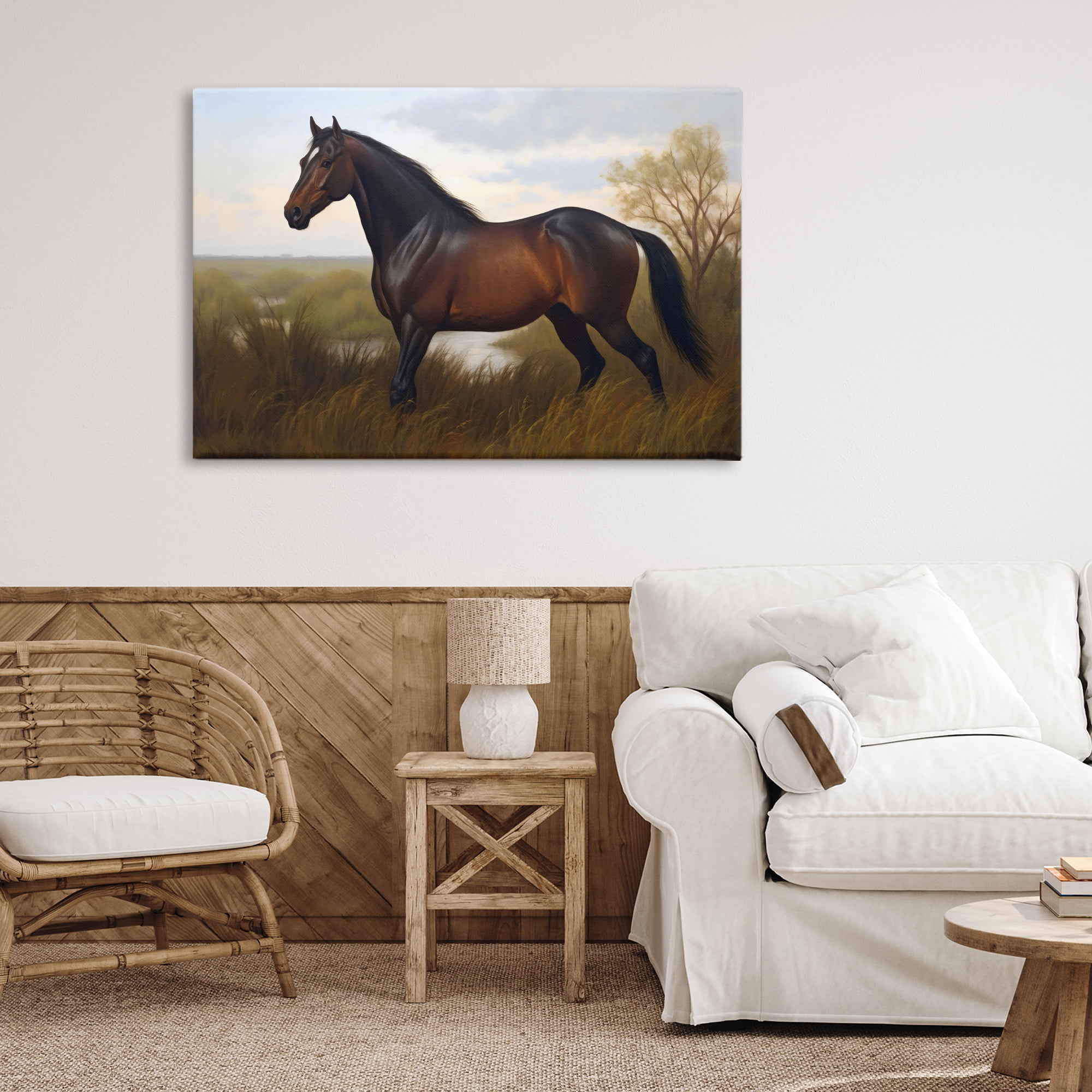 Stupell Industries Stallion in Marshland Canvas Wall Art, design by Creative Studio