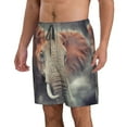 thumbnail image 2 of Kdxio Elephant in Smoke Pattern Mens Casual Shorts - Drawstring Summer Beach Sports Shorts for Men, 2 of 9