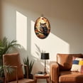 thumbnail image 5 of Canvas Wall Art Whimsical Owl Stained Glass Autumn Forest Vivid Colors Oval Framed Canvas Prints Vintage Wall Hanging Decor for Home Office Decorations 8.6"x11.4", 5 of 7