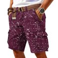 thumbnail image 2 of Graffiti Style Cargo Shorts For Men With Side Pockets And Adjustable Waistband Showcasing Streetwear Aesthetic Wine XL, 2 of 5