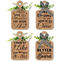 4pcs Wooden Rustic Kitchen Wall Decor Cutting Board Baking Eat Sign Set Cakes Dining Room Signs Wall Decor for Kitchen Modern Farmhouse Decor Kitchen Wall Art 5.9x3.5inches