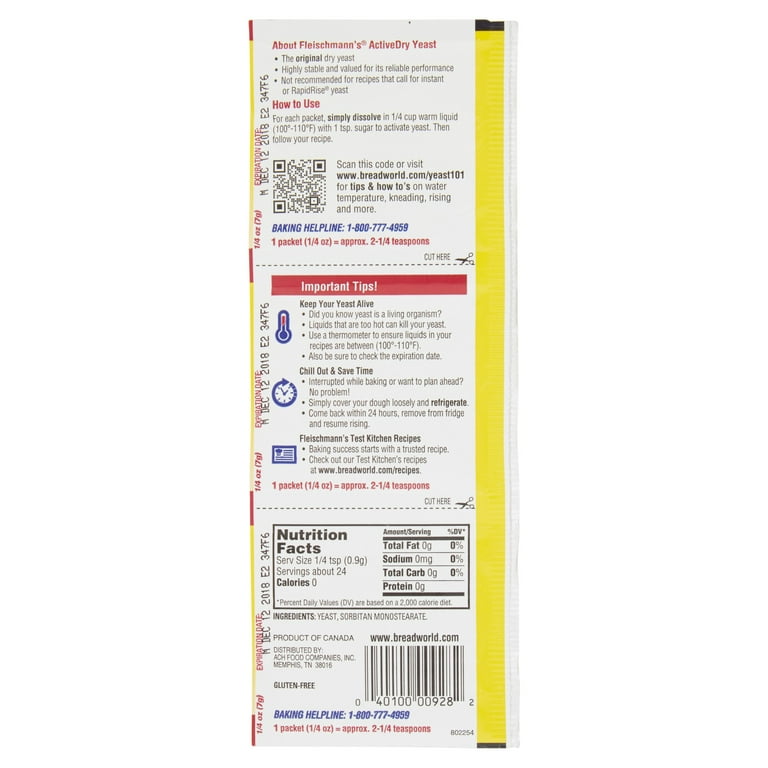 Fleischmann's RapidRise FastActing Instant Yeast, 1/4 Oz,, 53 OFF