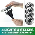 thumbnail image 6 of Bell + Howell Solar Powered Swivel Disk Lights, Outdoor Path Lights with 8 LED Bulbs, Stainless Steel 4 Pack, 6 of 13