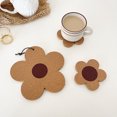 thumbnail image 4 of Flmtop 1PC Table en Bois Tapis de Table Forme Fleur Set de Table avec Corde Suspendue Fine Texture Dessous de Verre Antidérapant Résistant à la Chaleur Coussin de Protection de Table à Manger Approprié pour les Décorations de Table à Manger, 4 of 10