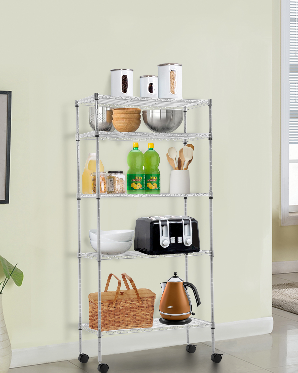 BestOffice 5-Tier Adjustable Wire Shelving Unit, Chrome photo 3