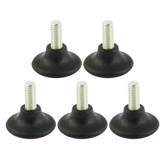 Unique Bargains Unique Bargains 5 Pcs Metal Threaded Rod Round Plastic Base Leveling Foot 8mmx34mmx35mm