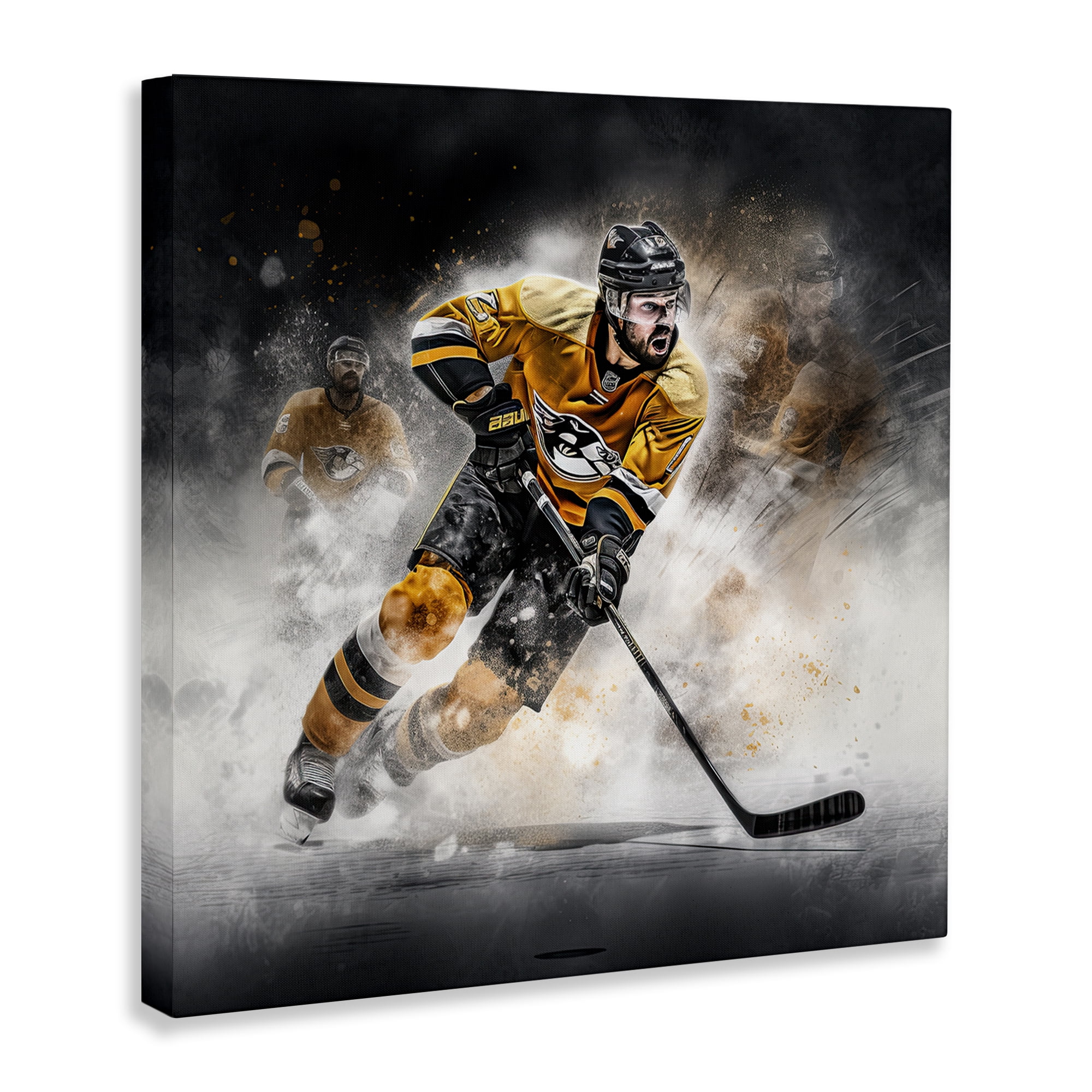 Stupell Industries Hockey Player Athlete People Painting Wrapped Canvas Art Print Wall Art, 36 x 36