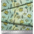 thumbnail image 3 of Soimoi Green Cotton Voile Fabric Maple Leaves & Artistic Floral Check Print Fabric by Yard 42 Inch Wide, 3 of 3