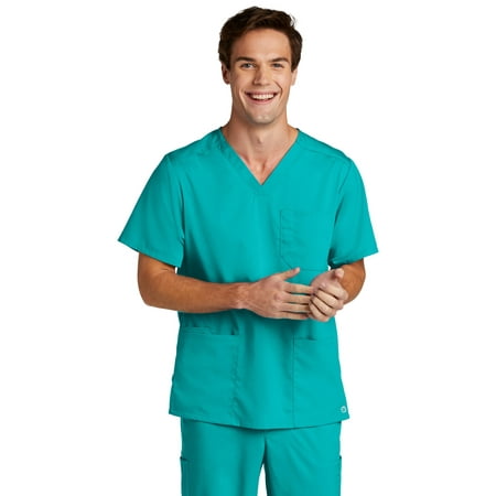 

WonderWink Men s Premiere Flex V-Neck Top WW5068 In Teal Blue