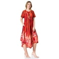 thumbnail image 4 of Sakkas Devora Women's Maxi NightGown Caftan Kaftan Dress Tie Dye Batik & Corset - Red-burg - One Size Regular, 4 of 5