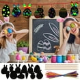thumbnail image 1 of EGNMCR Pool Toys, Baby Toy, Toddler Toys Easter Radish Eggs Scratch Paper Art Set 12 PCS Mini Notes With Colorful Ribbon And Wooden Stick Crafts For Kids Party Easter Decor Tree Decor Scratch Paper, 1 of 7