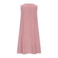 thumbnail image 4 of Uscallm Women Summer Plus Size Round Neck Sleeveless Boho Flowy A-Line Mini Casual Dresses Solid Basic Vacation Beach Swing Loose Sundresses, Wine M, 4 of 5