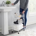 thumbnail image 4 of Rubbermaid Freestanding 3-Tier Mobile Wheeled Cart Storage Solution, White, 4 of 8