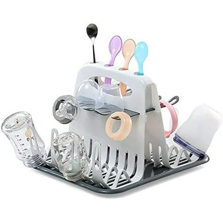 Baby Milk Bottles Drying Rack Portable Cleaning Dryer Storage Holder Multi-Layer Detachable with Drain Tray Drying Rack for Kids