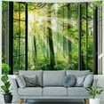thumbnail image 4 of BCIIG  Sunshine Forest Tapestry Wall Hanging, Nature Green Forest Trees Floral Bloom Spring Woodland Grasses Window Scenery Tapestries, Virgin Forest Wall Tapestry Decor for Living Room Bedroom, 4 of 6
